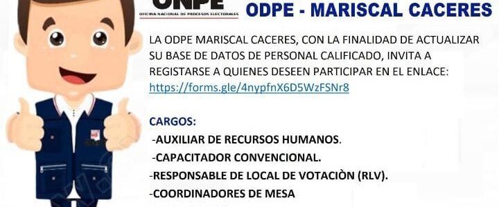 Invitación de la ODPE - Mariscal Cáceres