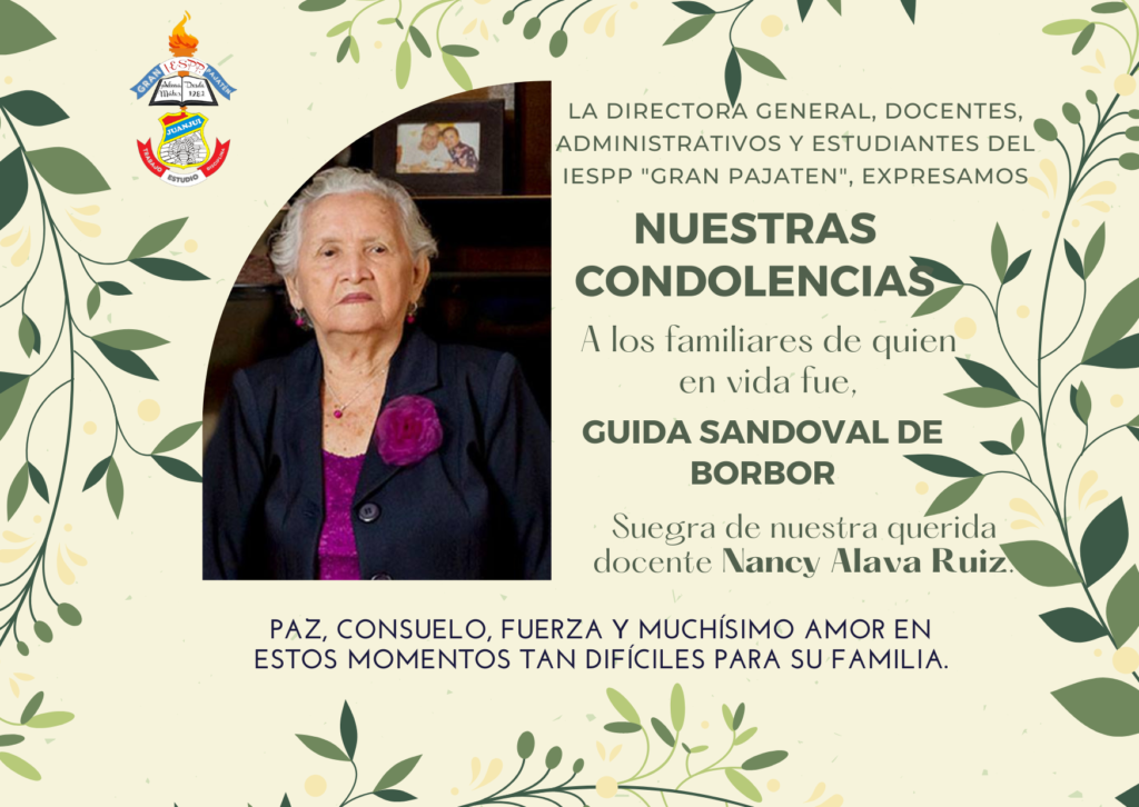 Condolencias a la Mg. Nancy Alava Ruiz